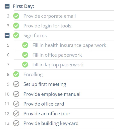 On-Boarding Process with Tasks