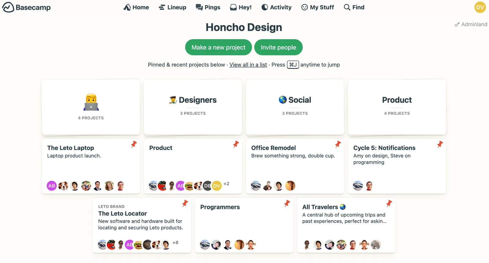 New in Basecamp: Organize projects into Stacks — 37signals