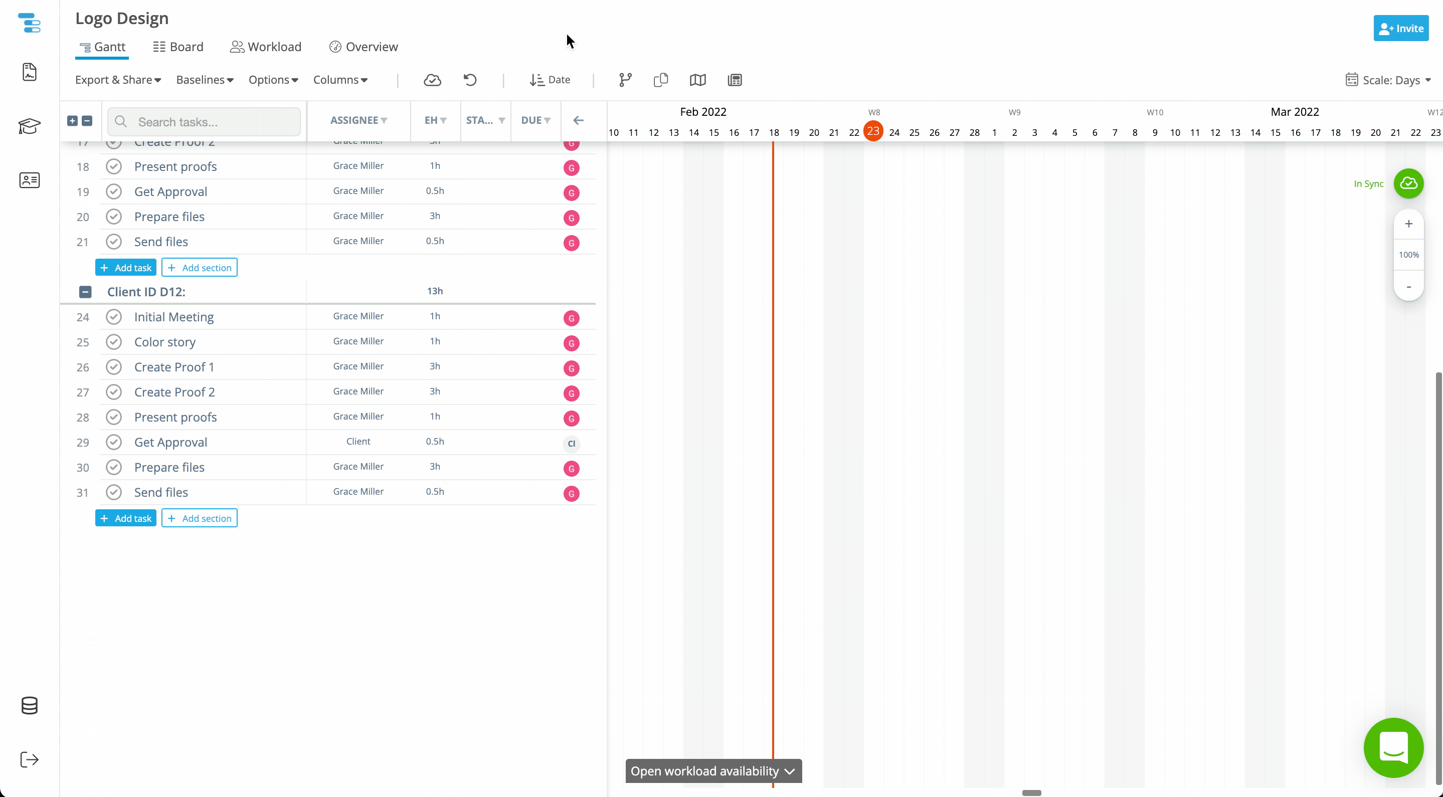 Programación automática de proyectos en Instagantt creando fechas de tareas automáticamente a partir de duraciones y dependencias tras establecer la fecha de inicio de la primera tarea