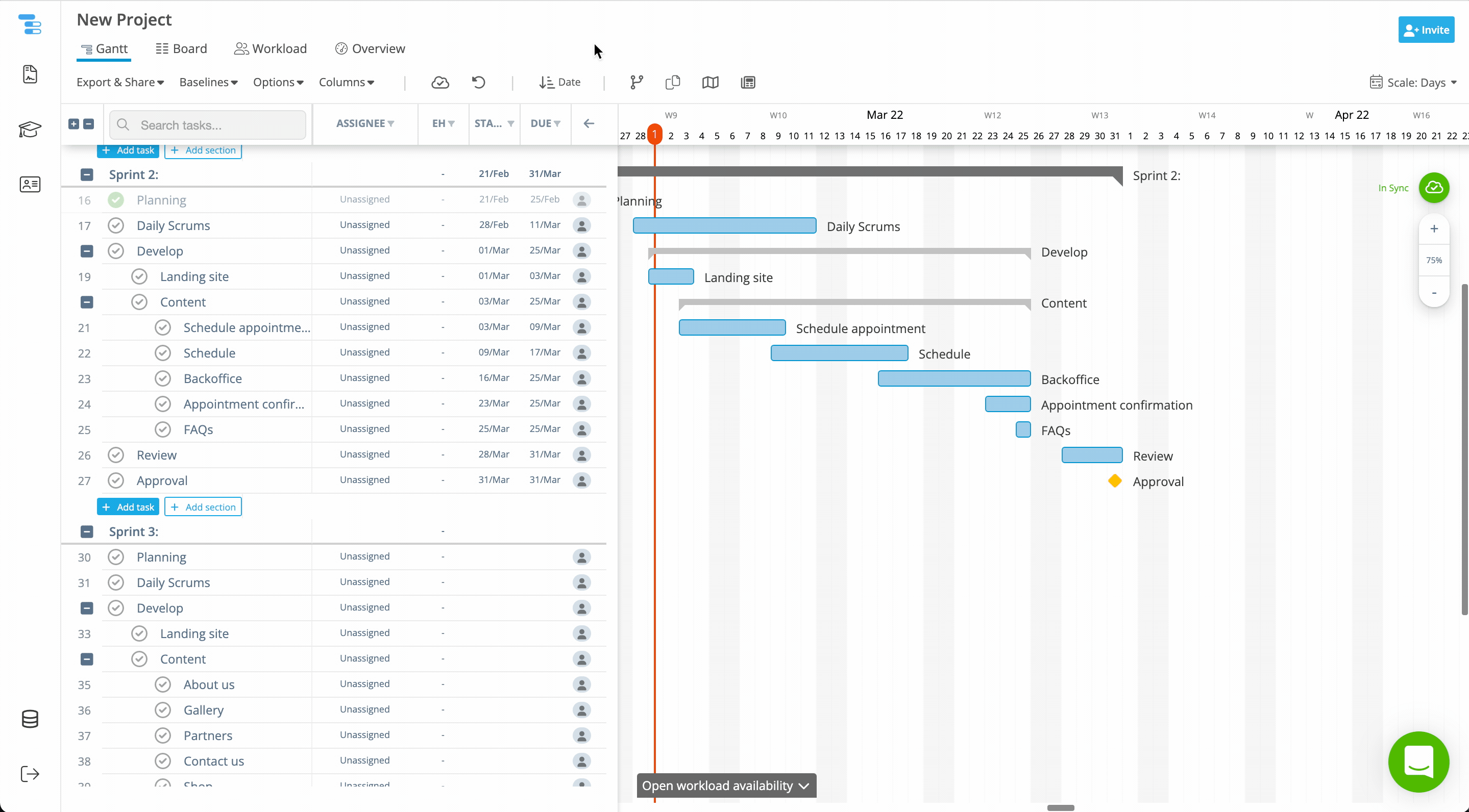 Habilita las columnas de Prioridad y Riesgo en la vista de gráfico de Gantt de Instagantt y asigna valores del 1 al 5 a las tareas para una mejor planificación de diagramas de Gantt y gestión de proyectos.