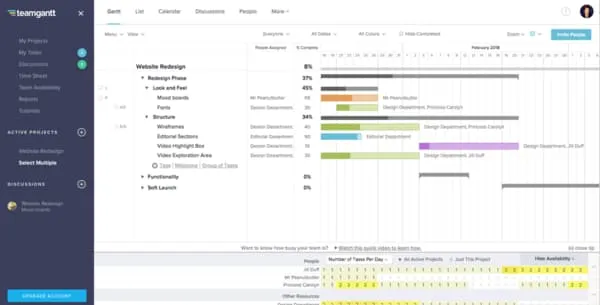 3. TeamGantt — Am besten für einfache Team-Zusammenarbeit