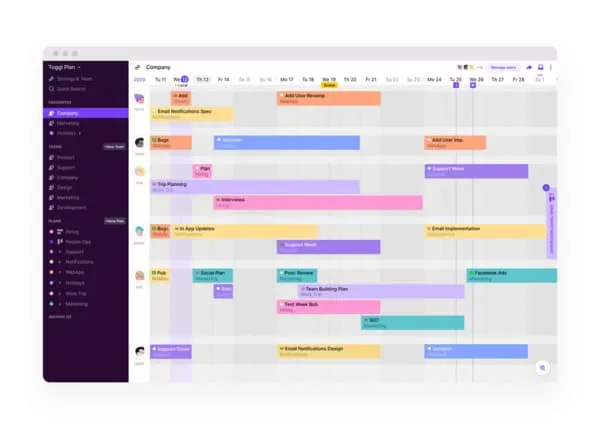 10. Toggl Plan — Am besten für einfache visuelle Zeitpläne